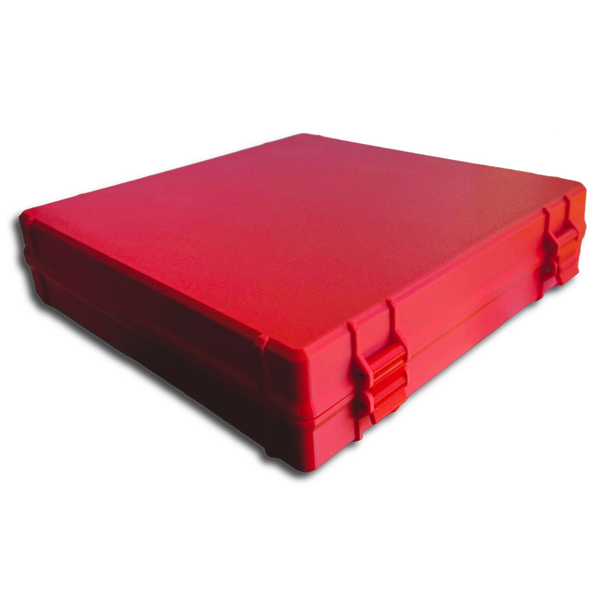 Closed red storage case for 10ml vials – compact design with secure dual clasp closure