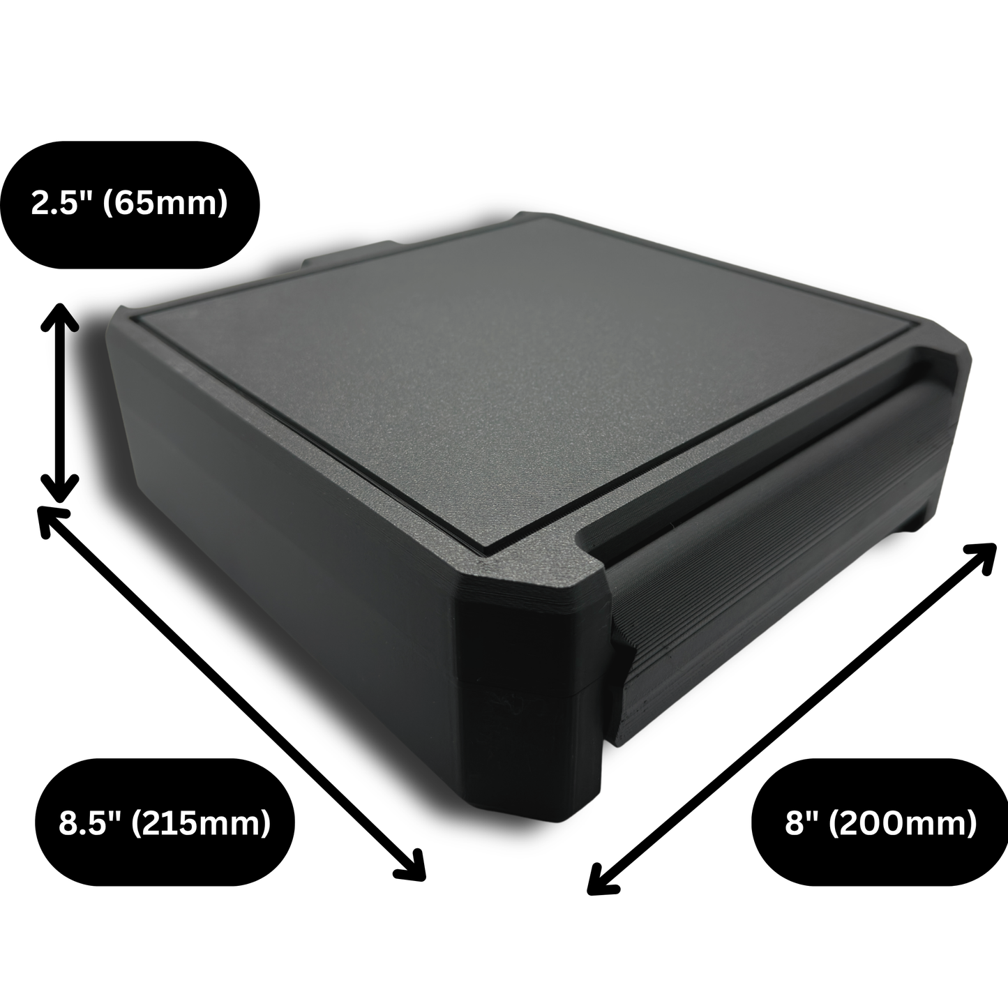Enhanced TRT and HRT supply case dimensions – 8.5 inches by 8 inches by 2.5 inches – durable storage box for vials, syringes, and accessories.