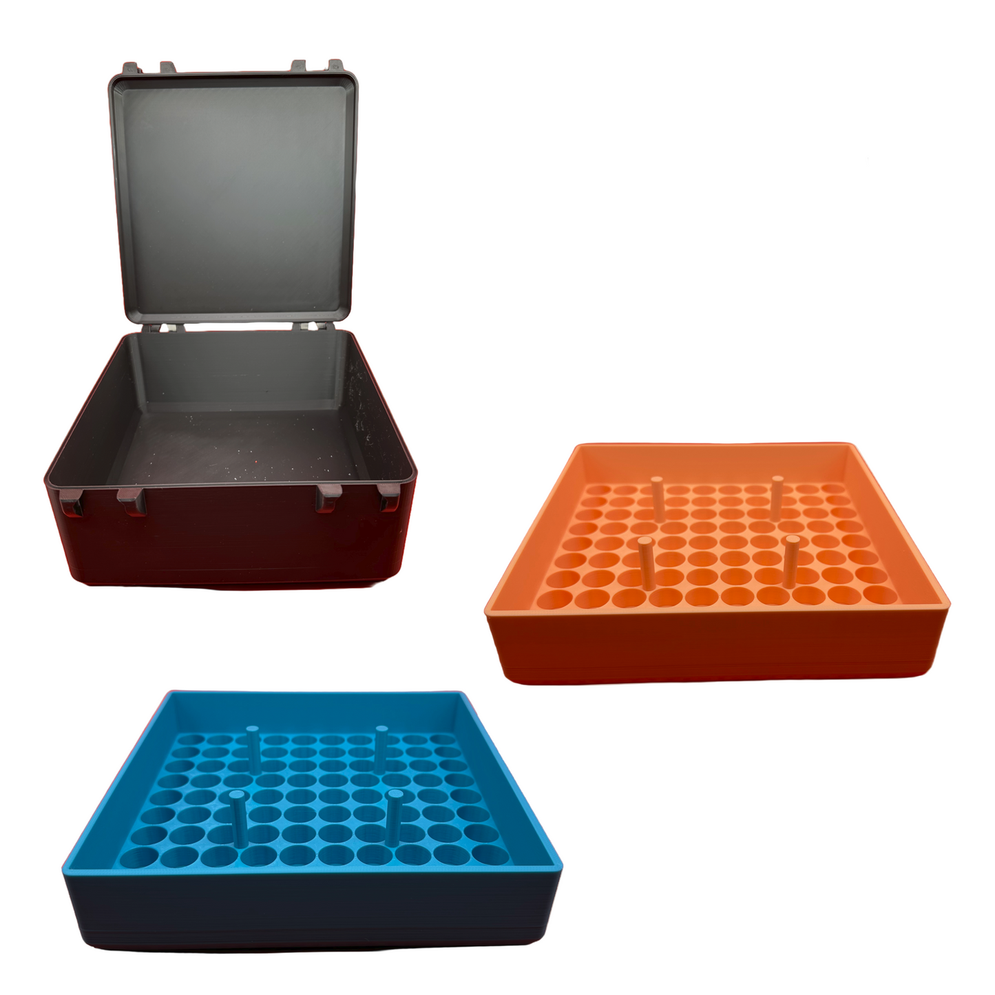  200 vial capacity peptide vial holder for home or fridge use. Compact and secure design fits 3ml vials sized 16mm x 38mm for efficient storage.
