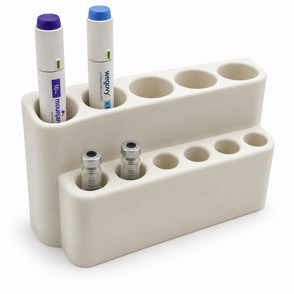 Fridge Mount Pen & Cartridge Organizer — Holds 5 Injection Pens & 6 Cartridges