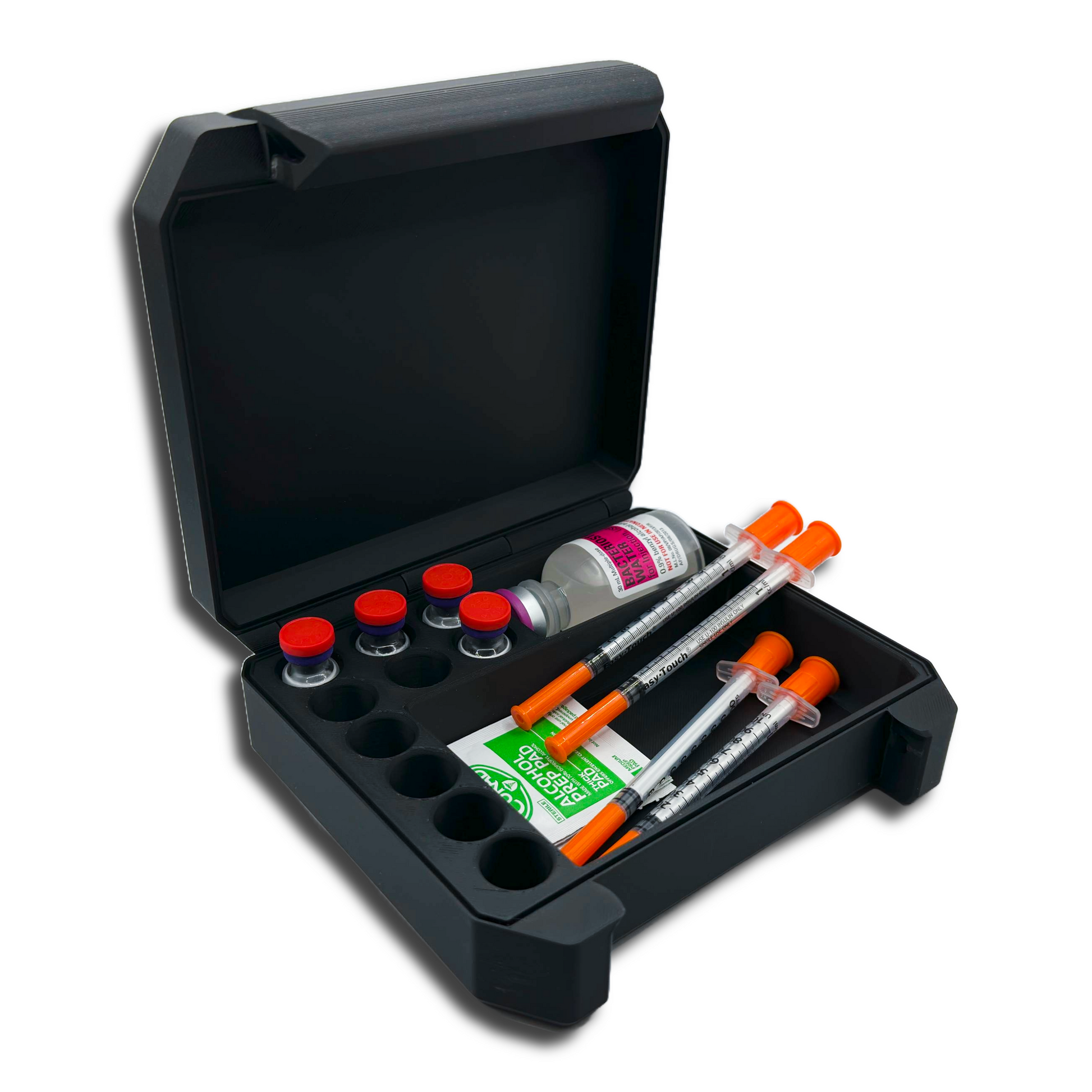 103ml Vial Storage Box with Syringe & BAC Water Slot | Peptide & TRT Organizer Layered Vault Studio 103ml Vial Storage Box with Syringe & BAC Water Slot | Peptide & TRT Organizer Layered Vault Studio