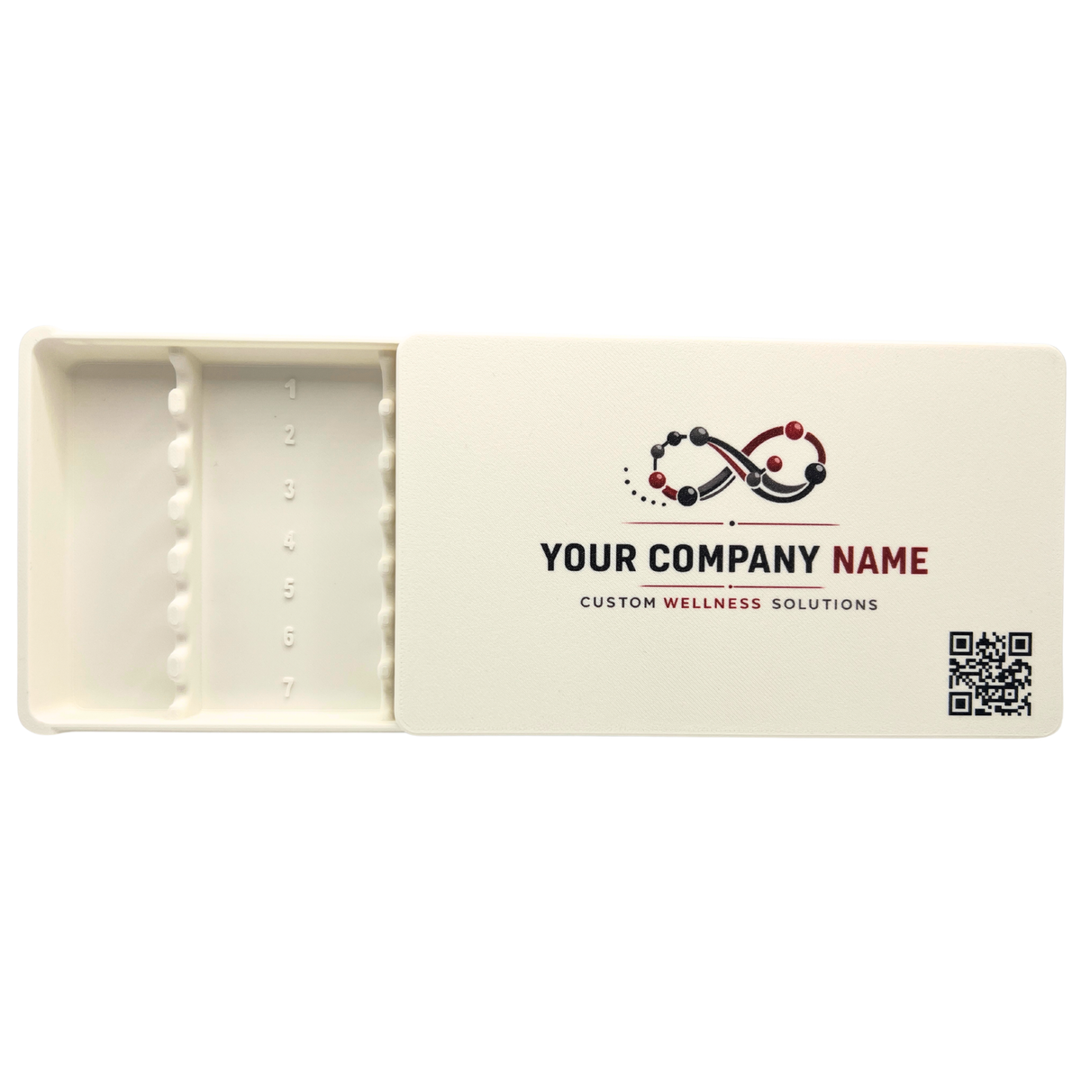 UV printed company logo and QR code on a Layered Vault case