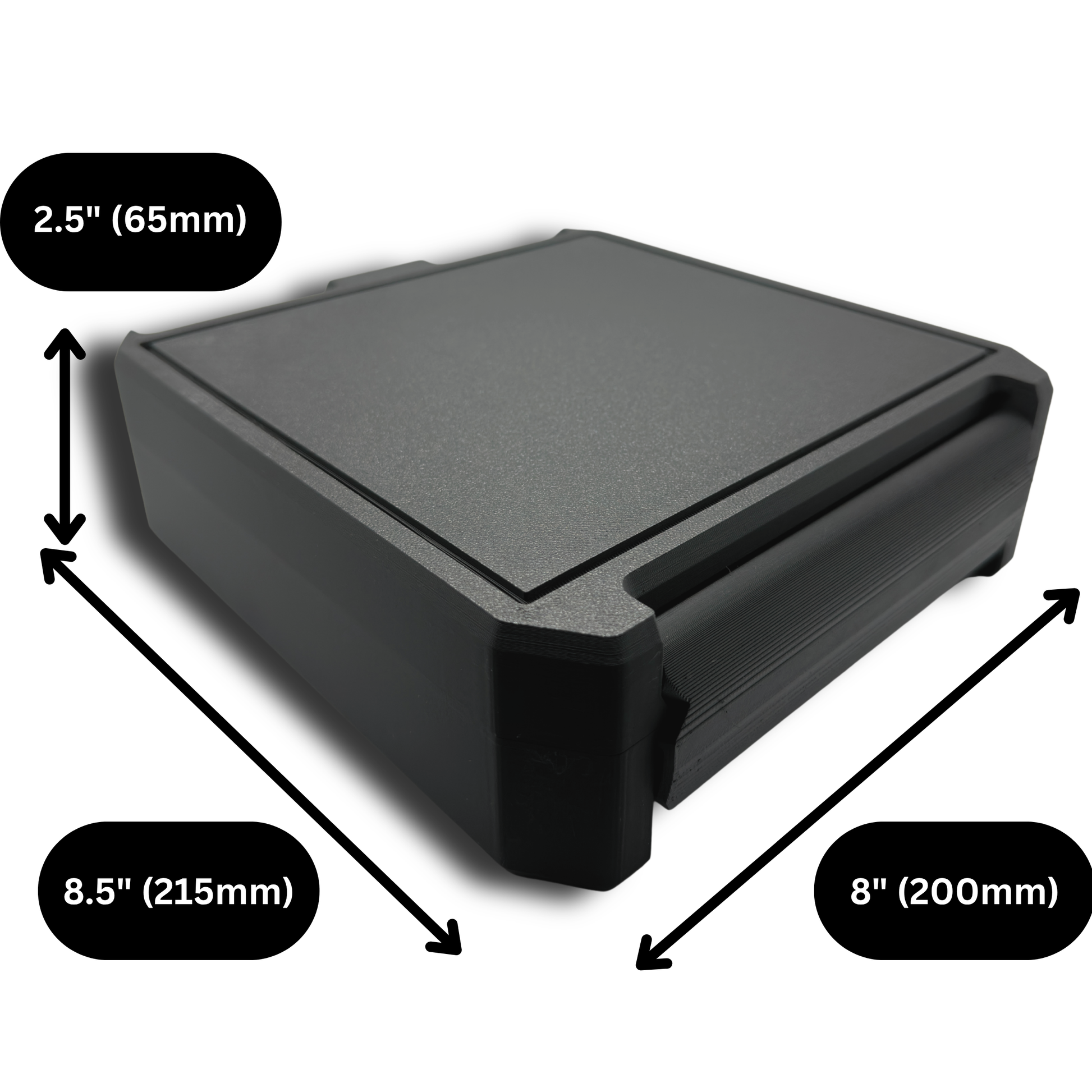 Enhanced TRT and HRT supply case dimensions – 8.5 inches by 8 inches by 2.5 inches – durable storage box for vials, syringes, and accessories.